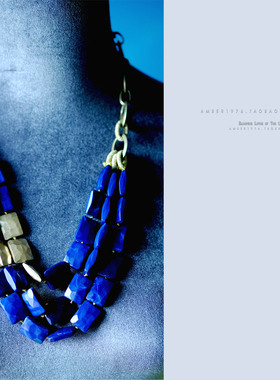 No.302 stella & dot 迷人的克莱因蓝 欧美合金镀金宝石多层项链