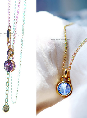 欧美极简水晶大钻镀金项链