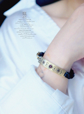 No.399 Lucky Brand 落拓气质 旧系镀金宝石皮质编织幸运手绳手链