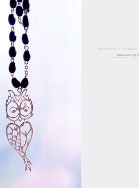 No.267 pilgrim 美货级 仿古木珠糖果女巫风镀银猫头鹰超长项链