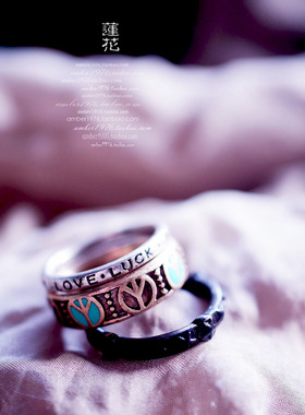 No.307 Lucky Brand 欧美朋克风 合金镀银彩漆珐琅釉 套戒指环