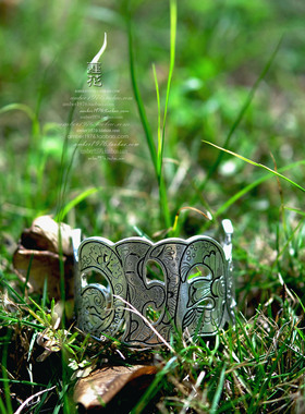 No.374 Lucky Brand 质感十足 合金镀纯银漆绘反战主题手镯开口镯