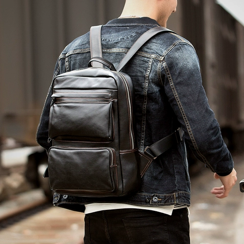 Рюкзак для отдыха, кожаный ноутбук, сумка для путешествий, из натуральной кожи, воловья кожа