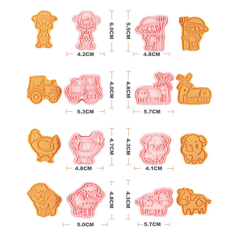 农场动物饼干模具烘焙家用蛋糕曲奇3d立体儿童卡通按压式橡皮泥模