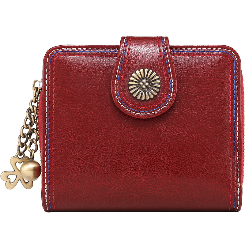 妙迪2023新款真皮短款女士零钱包 妙迪箱包钱包