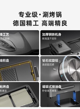 德国Fastee法诗缇涮烤一体锅烤肉家用电烤盘火锅烤肉多功能料理锅