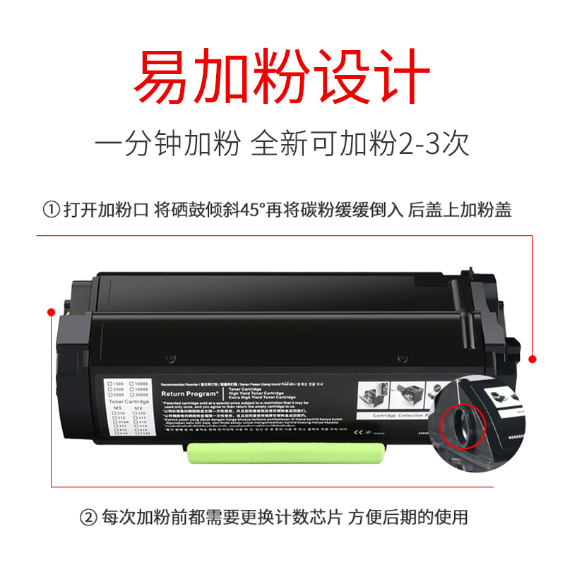 适用利盟Lexmark MX7155粉盒Lexmark XM7163X硒鼓M5163 M5170 XM5163 M5155碳粉盒XM7170X墨粉盒复打印机粉仓 - 图2