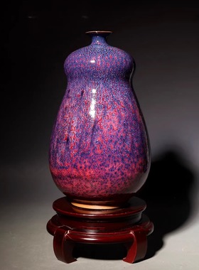 陶瓷花瓶摆件装饰品博古架玄关客厅钧瓷钧窑纯手工非遗作品周松建