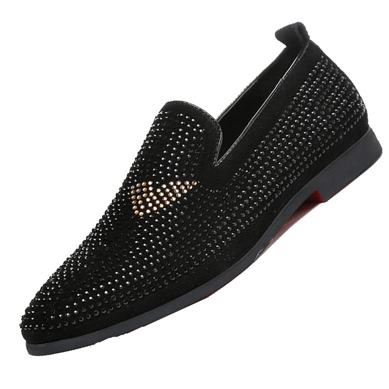 水钻鞋男豆豆鞋男人鞋子男休闲鞋春季青春潮流发型师潮鞋带钻男鞋,淘宝优惠券,粉丝福利购,淘宝优惠卷