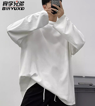 White Long Sleeve T-Shirt Male Spring Autumn Season 2023 New Tide Cards Inside Lap Clothes Pure Cotton Loose Casual Undershirt