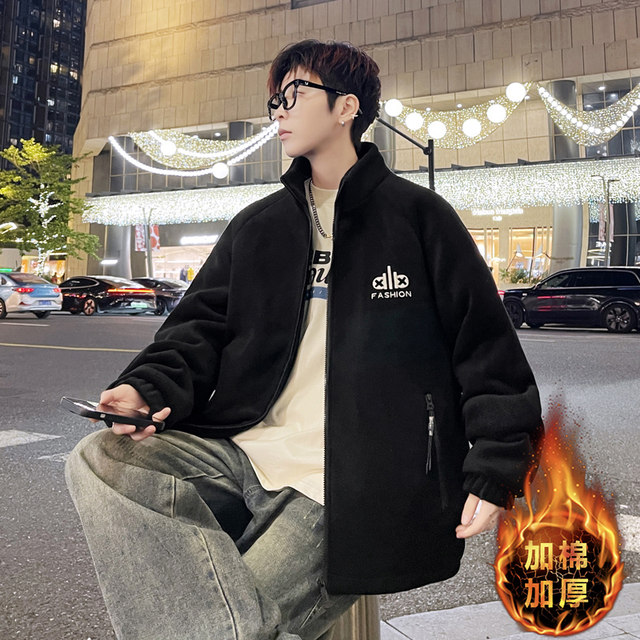 Autumn and winter trendy brand stand collar thickened warm cotton padded jacket for men