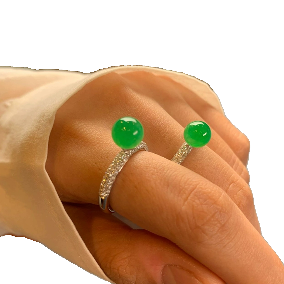 天然冰种正阳绿危料戒指简约经典百搭糯米种媲美翡翠可调节指环女