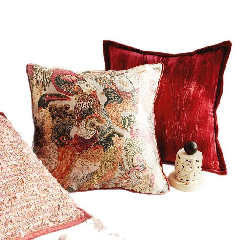 轻奢红色法式抱枕高级复古红色靠枕套靠垫沙发客厅抱枕套飘窗靠枕,淘宝优惠券,粉丝福利购,淘宝优惠卷