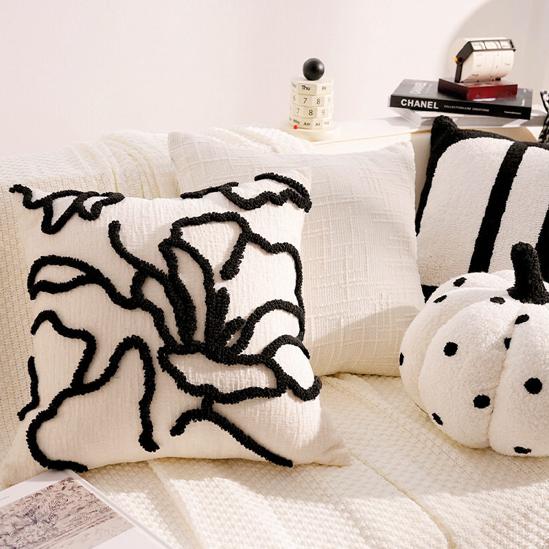 现代简约黑白抱枕套轻奢高级感靠枕套北欧床上客厅沙发抱枕套含芯,淘宝优惠券,粉丝福利购,淘宝优惠卷