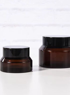 中国玻璃膏霜瓶茶色斜肩面霜瓶