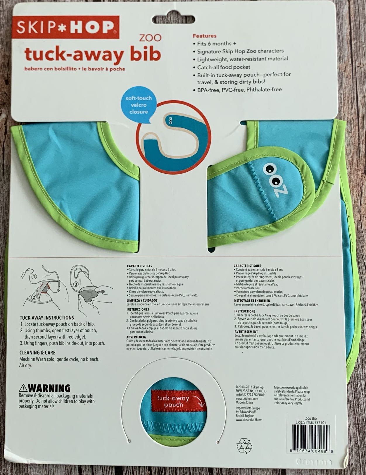 儿童轻薄柔软围嘴饭兜skip hop bpa free tuck-away bib 出门便携 - 图0