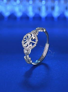 纯银领花戒指指环军嫂礼物纪念品