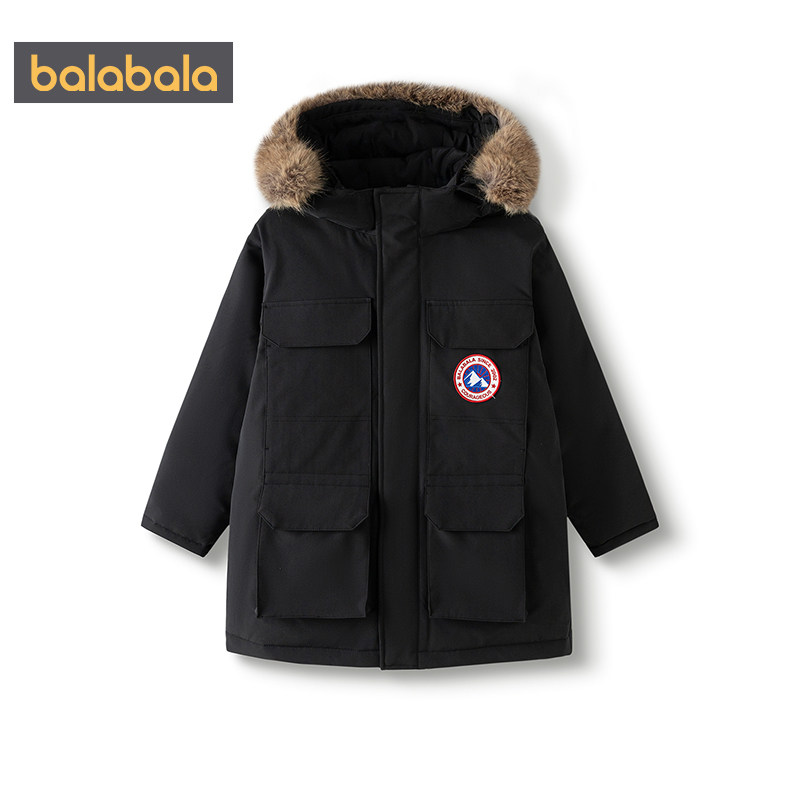 巴拉巴拉儿童羽绒服男童女童加厚中长款外套冬装新款童装大童黑色,淘宝优惠券,粉丝福利购,淘宝优惠卷