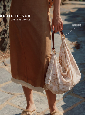 atlanticbeach印花修身裹胸丝巾