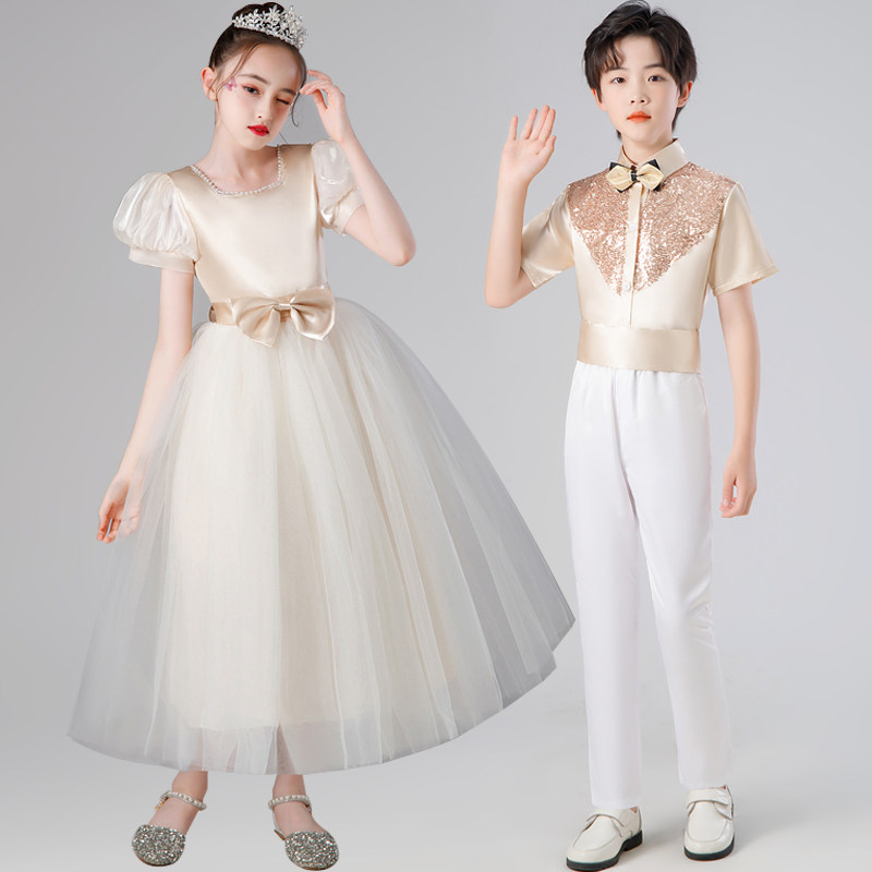 中小学生大合唱演出礼服集体诗歌朗诵比赛表演服蓬蓬公主裙长裙,淘宝优惠券,粉丝福利购,淘宝优惠卷
