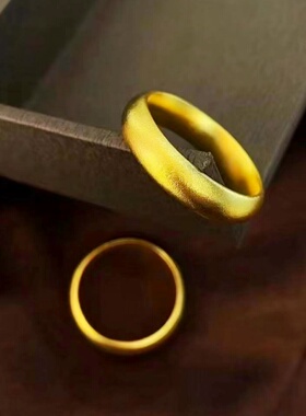 古法传承金包银平底素圈戒指女