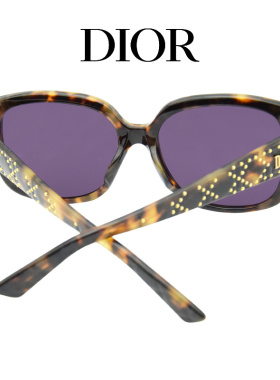DIOR迪奥太阳眼镜墨镜时尚潮流玳瑁色镜框紫色镜片LADYDIORSTUDSF