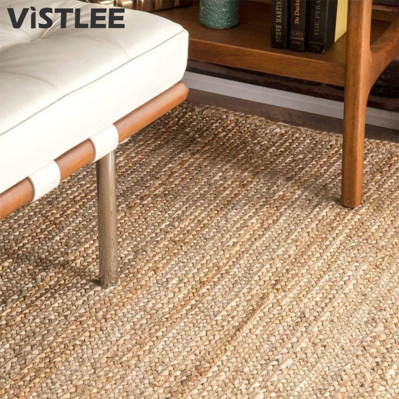 手工编织天然黄麻地毯双面可用民宿客厅禅房书房茶室新中式风地垫