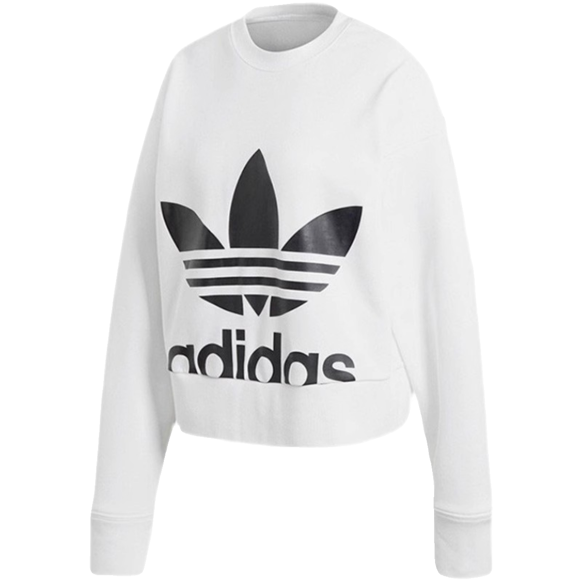 Adidas三叶草 女款运动休闲背后开叉时尚大LOGO套头衫卫衣 EC5777