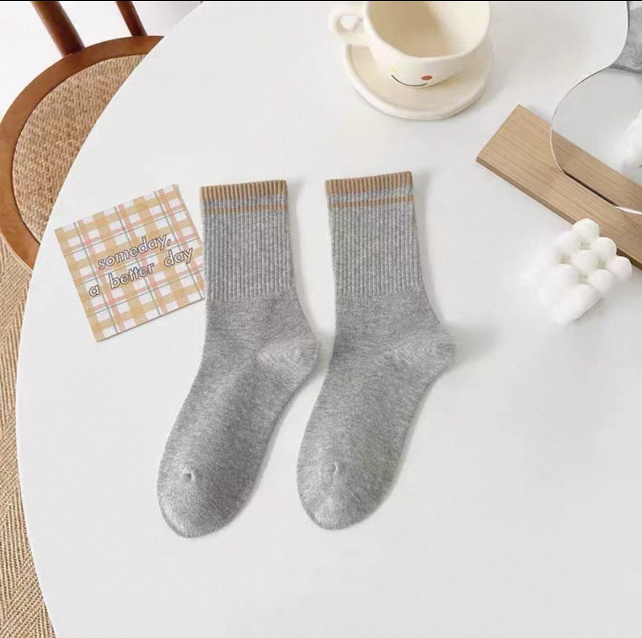 JW2羊毛袜 男女同款中筒袜ins潮秋冬袜子网红条纹高腰日系