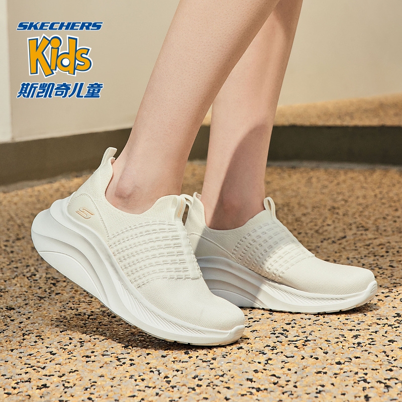 Skechers斯凯奇女鞋2024年春夏新款一脚蹬低帮休闲鞋白色运动鞋子 - 图2