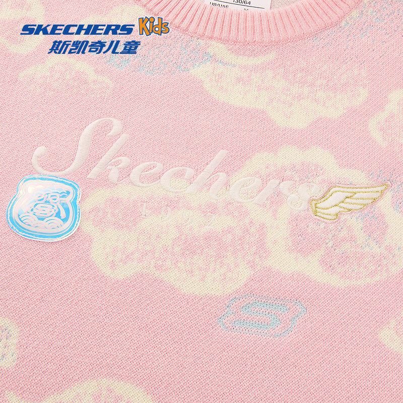 Skechers斯凯奇女童云纹渐变印花毛织卫衣冬季儿童休闲保暖上衣,淘宝优惠券,粉丝福利购,淘宝优惠卷