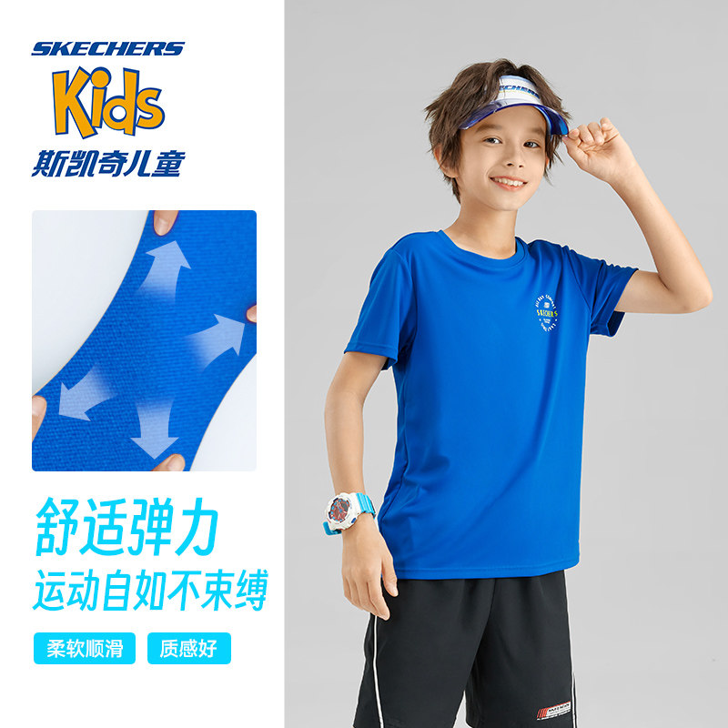 斯凯奇速干科技儿童短袖透气t恤 skechers童鞋T恤