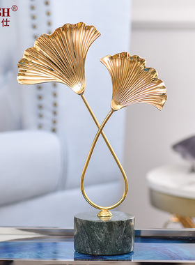 新古典风美式大理石银杏叶摆件