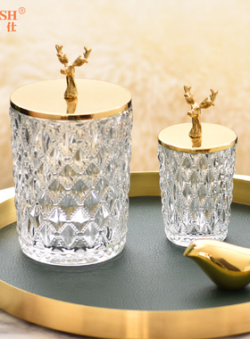 透明水晶美式风装饰器皿糖果罐