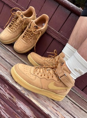 耐克空军Nike Air Force 1 AF1小麦色低帮板鞋男女情侣运动休闲鞋