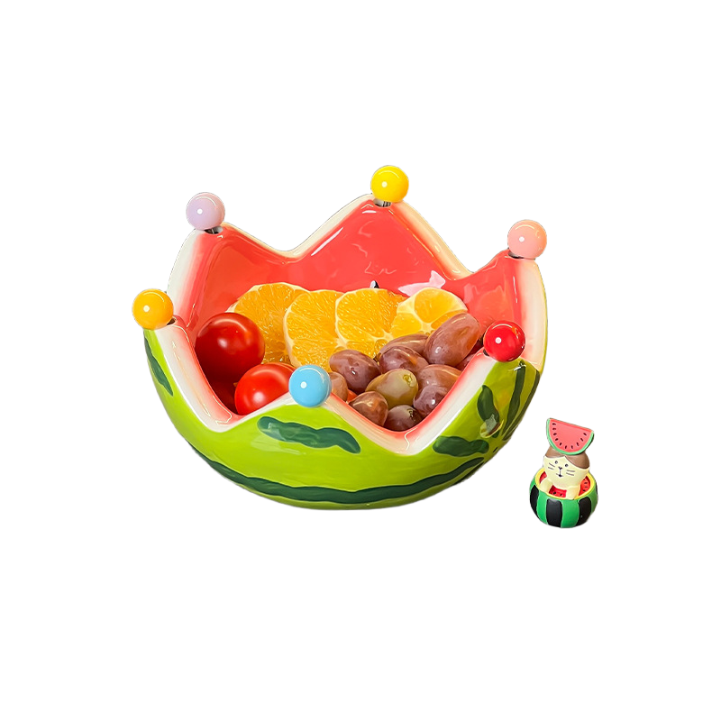 西瓜果盘高端精致高颜值客厅茶几家用带叉子零食盘装水果收纳盒子,淘宝优惠券,粉丝福利购,淘宝优惠卷
