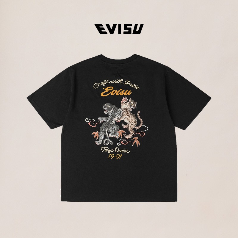 EVISU福神 2026春季新品男士双豹子印花T恤2ESHTM6TS1092XXCT,淘宝优惠券,粉丝福利购,淘宝优惠卷