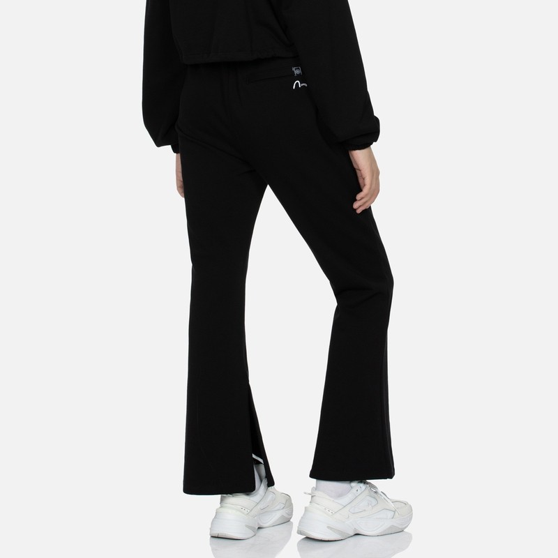 EVISUKURO女士标语印花纯棉黑色喇叭运动裤卫裤女,淘宝优惠券,粉丝福利购,淘宝优惠卷