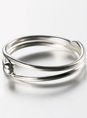 原创设计999纯银两环圆珠个性