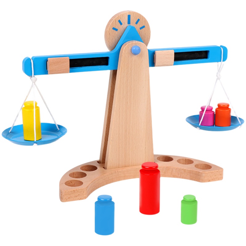 蒙特梭利蒙氏木制天平秤教具儿童称重平衡游戏宝宝早教智力玩具-图3