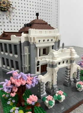 清华大学积木建筑成品模型微颗粒拼装摆件孩子生日礼物送礼装饰