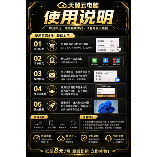天翼云云电脑服务器千兆网速高性能多端同步远程办公8月起 - 图2