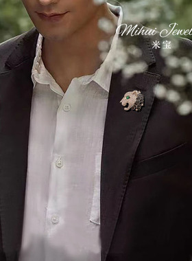 日韩高档气质豹子头胸针奢华闪耀立体时尚西装大衣领口胸花徽章