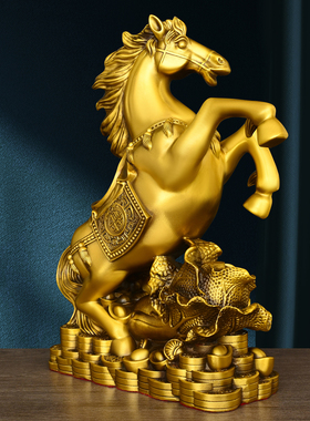 纯黄铜马摆件铜马到成功马上发财生肖马铜十二生肖马百财马客厅