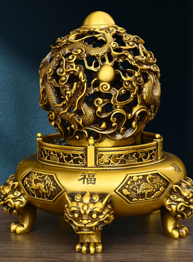 纯黄铜九转乾坤时来运转鼎摆件客厅玄关办公室乔迁店铺开业礼品