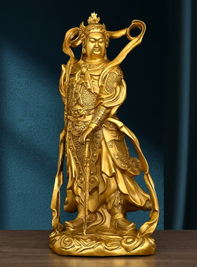 黄铜佛像韦陀菩萨像摆件关公伽蓝菩萨 韦驮铜像护法佛像客厅摆件