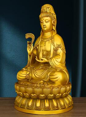 大号南海佛像观音菩萨摆件黄铜