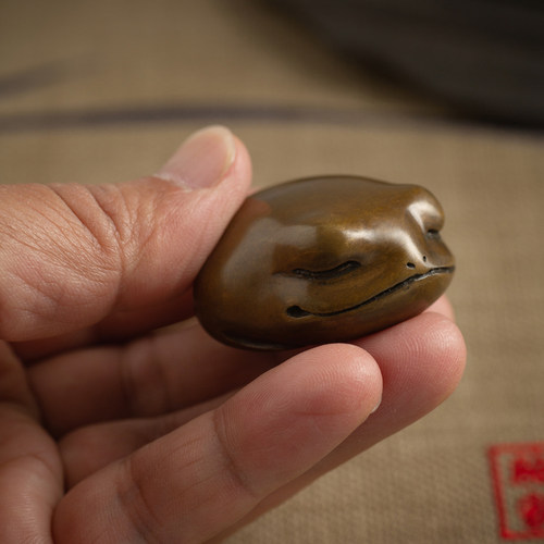 金蟾手把件男士随身把玩摆件车载文玩三足金蝉铜解压盘蟾蜍茶宠 - 图1