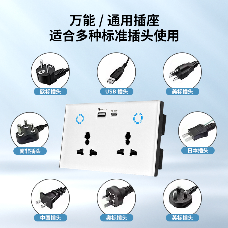 147英式wifi智能插座13A带开关涂鸦zigbee语音定时开关插座面USB-图1