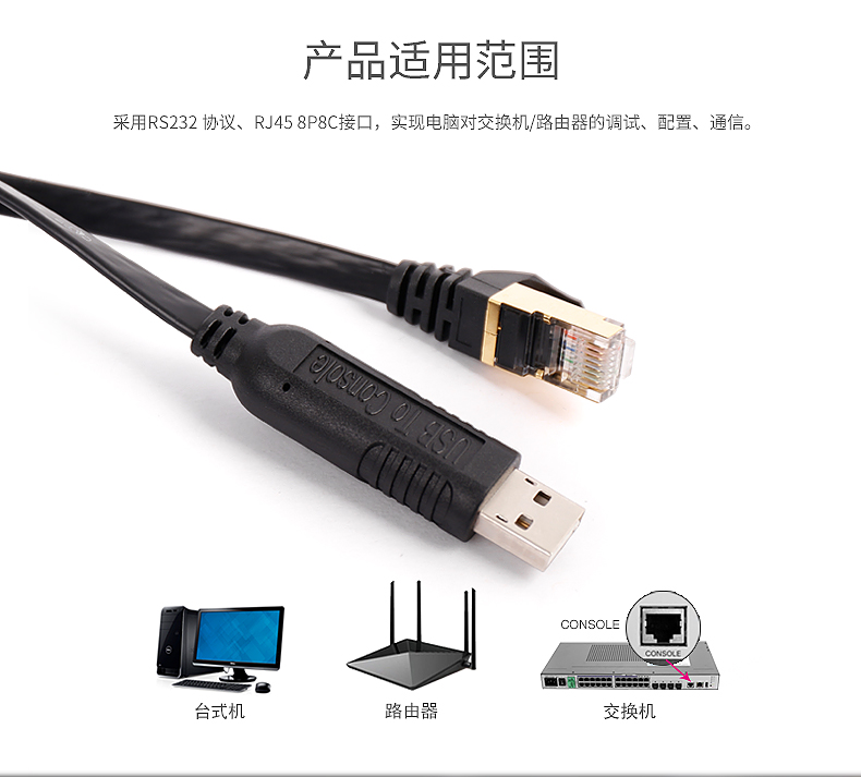 Z-TEK力特USB转console调试线RS232串口线RJ45网口交换机路由器 - 图1